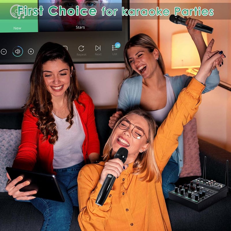 Dejasound Pro 5 Channel Audio Mixer Mic Set for Live Streaming, Family Karaoke, Studio Recording, Bluetooth Dual Wireless Microphone System with USB Interface & 48V Phantom Power - Image 3